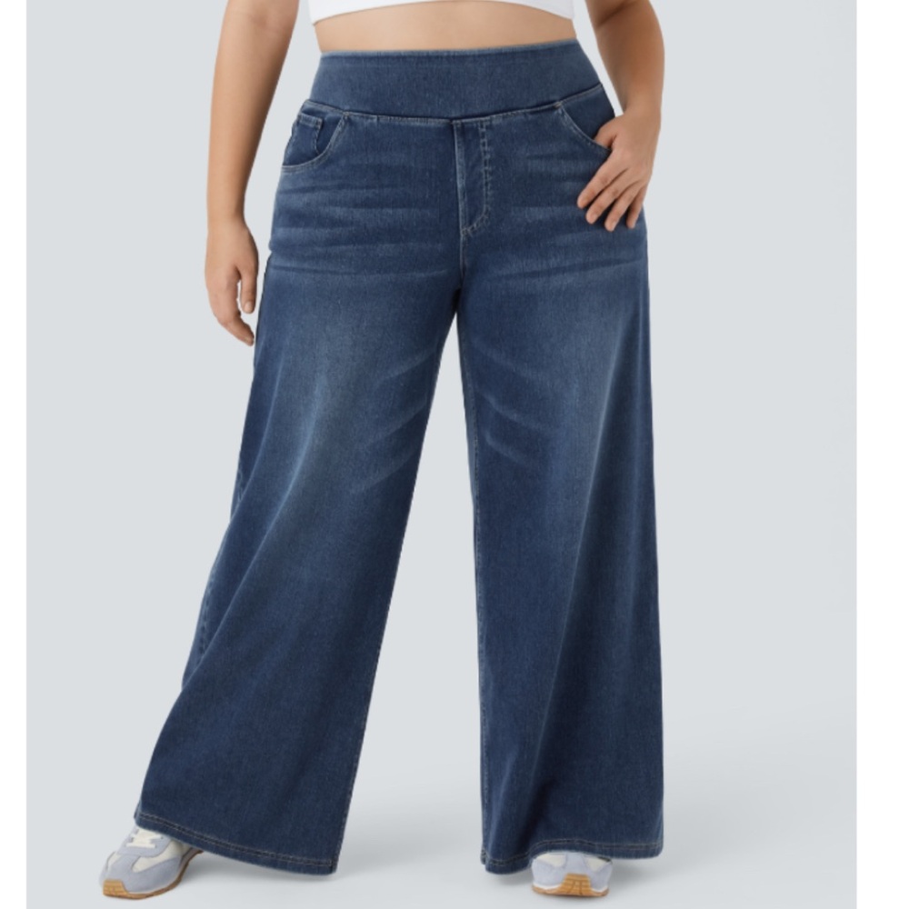 NWT Halara Flex Wide Leg Lightweight & Soft Dark Plus Size 3X Denim